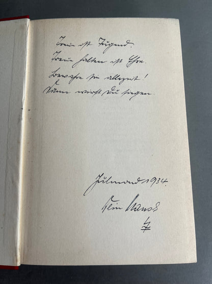 WW2 Tysk HJ Bog. Med Hilsen/Dedikation. Meget tyk. Original.