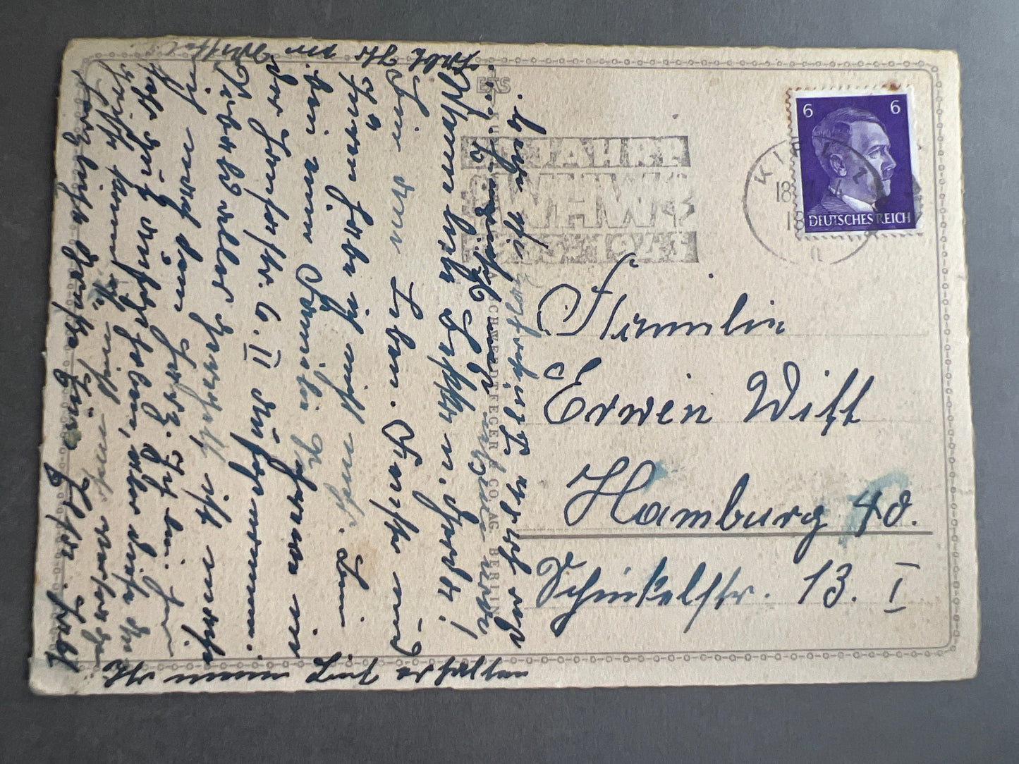 WW2 Tysk Postkort. Original.