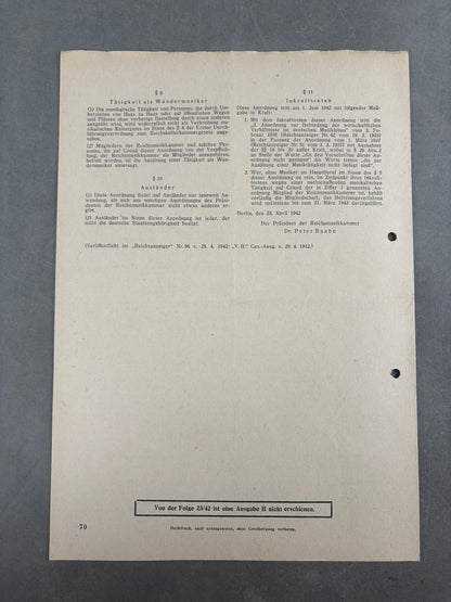 WW2 Tysk NSDAP "Reichsverfügungsblatt". Original.