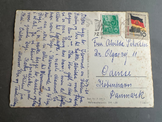 Østtysk DDR Postkort. Sendt til Danmark. Original.