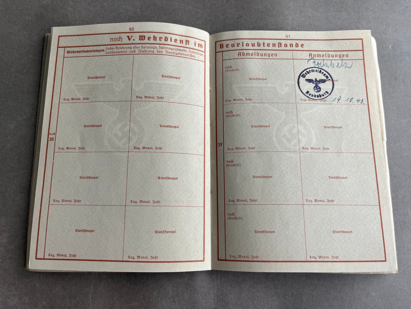 WW2 Tysk Wehrpass. Original.