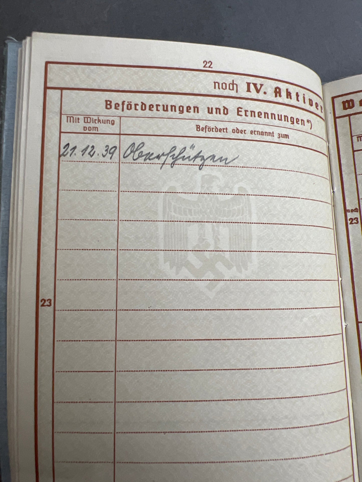 WW2 Tysk Wehrmacht Wehrpass. WW1-Veteran. Original.
