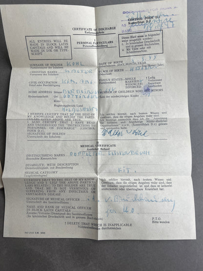 WW2 Tysk Wehrpass "Heer". Original.