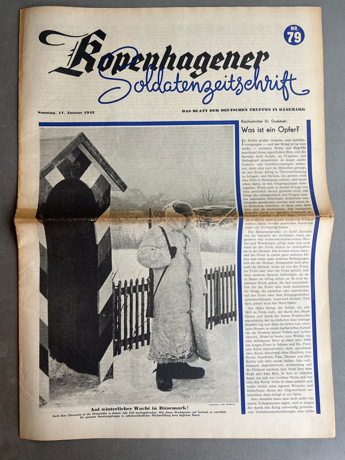 WW2 Tysk/Dansk "Kopenhagener Zeitung" Avis. Original. Original.