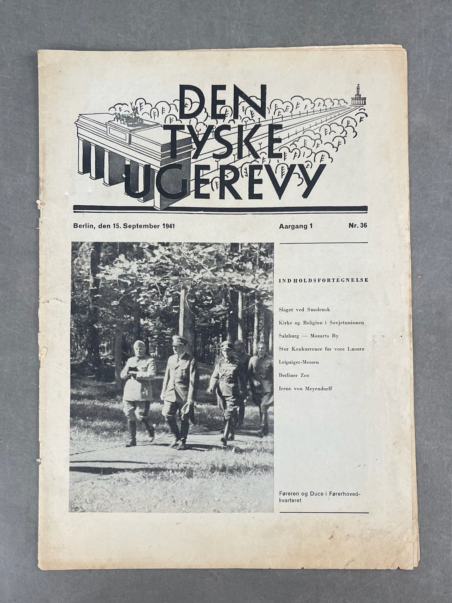 WW2 Dansk Nazistisk "Den Tyske Ugerevy" Blad. Original.