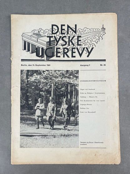 WW2 Dansk Nazistisk "Den Tyske Ugerevy" Blad. Original.