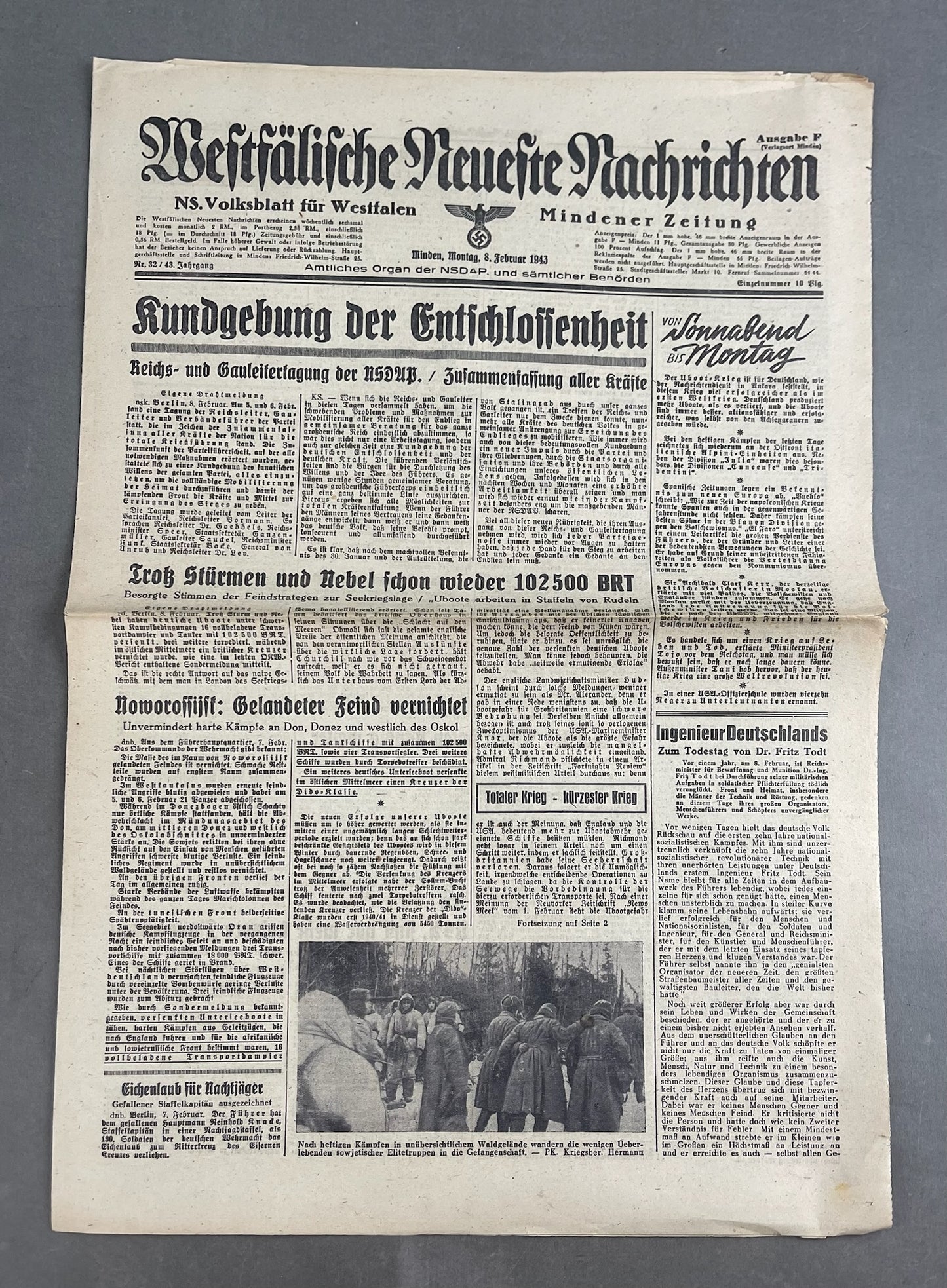 WW2 Tysk NSDAP Avis. Original.