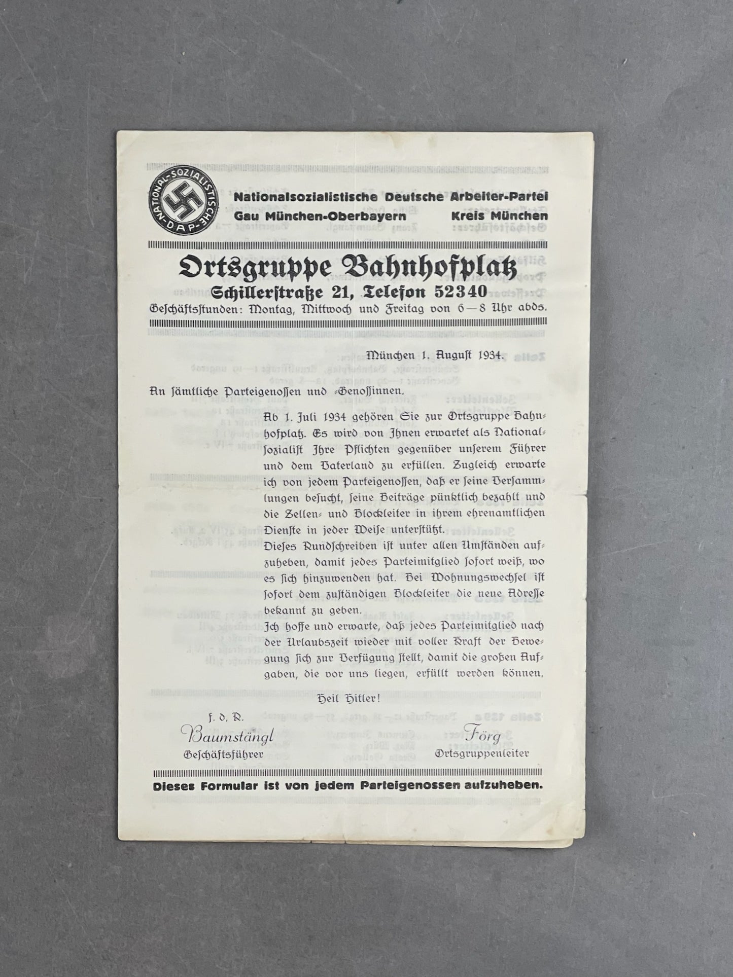 WW2 Tysk NSDAP Medlems hæfte/pjece. Original.