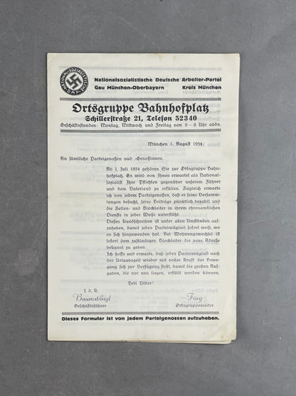 WW2 Tysk NSDAP Medlems hæfte/pjece. Original.