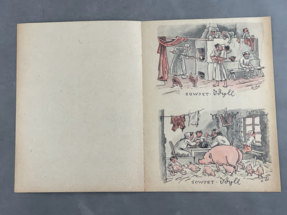 WW2 Tysk Ark med 4 stk. "Feldpost". Anti-Russisk Propaganda på bagsiden. Ubrugte. Original.