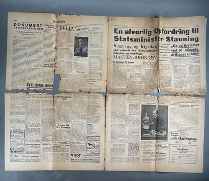 WW2 Dansk DNSAP "Fædrelandet" avis. Original.