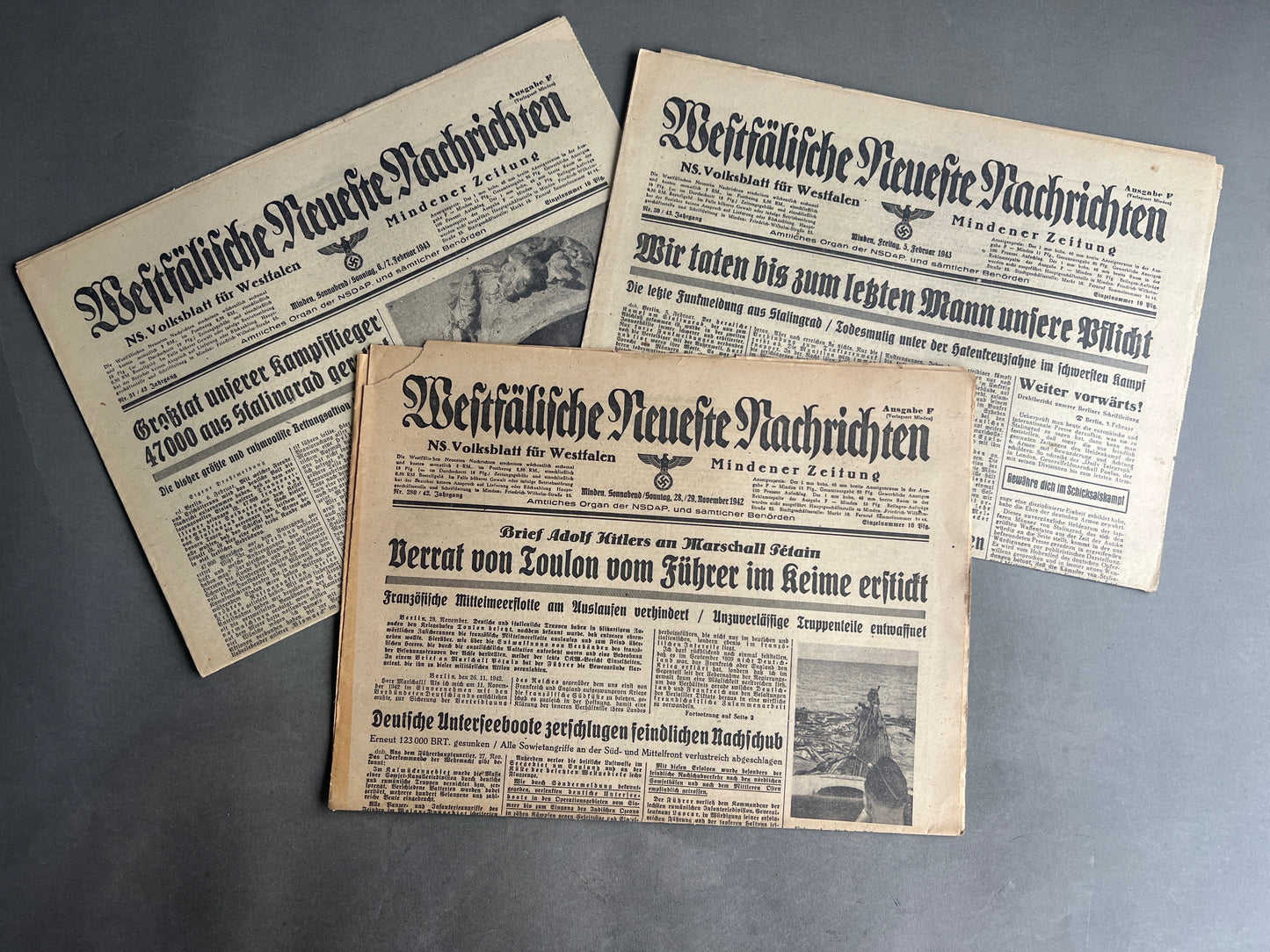 WW2 Tysk 3 stk. NSDAP Aviser. Original.