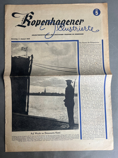WW2 Tysk/Dansk "Kopenhagener Zeitung" Avis. Original. Tidlig Udgave fra 4. August 1940. Original.
