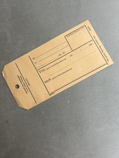 WW2 Tysk Feldpost Pakkelabel. Original.