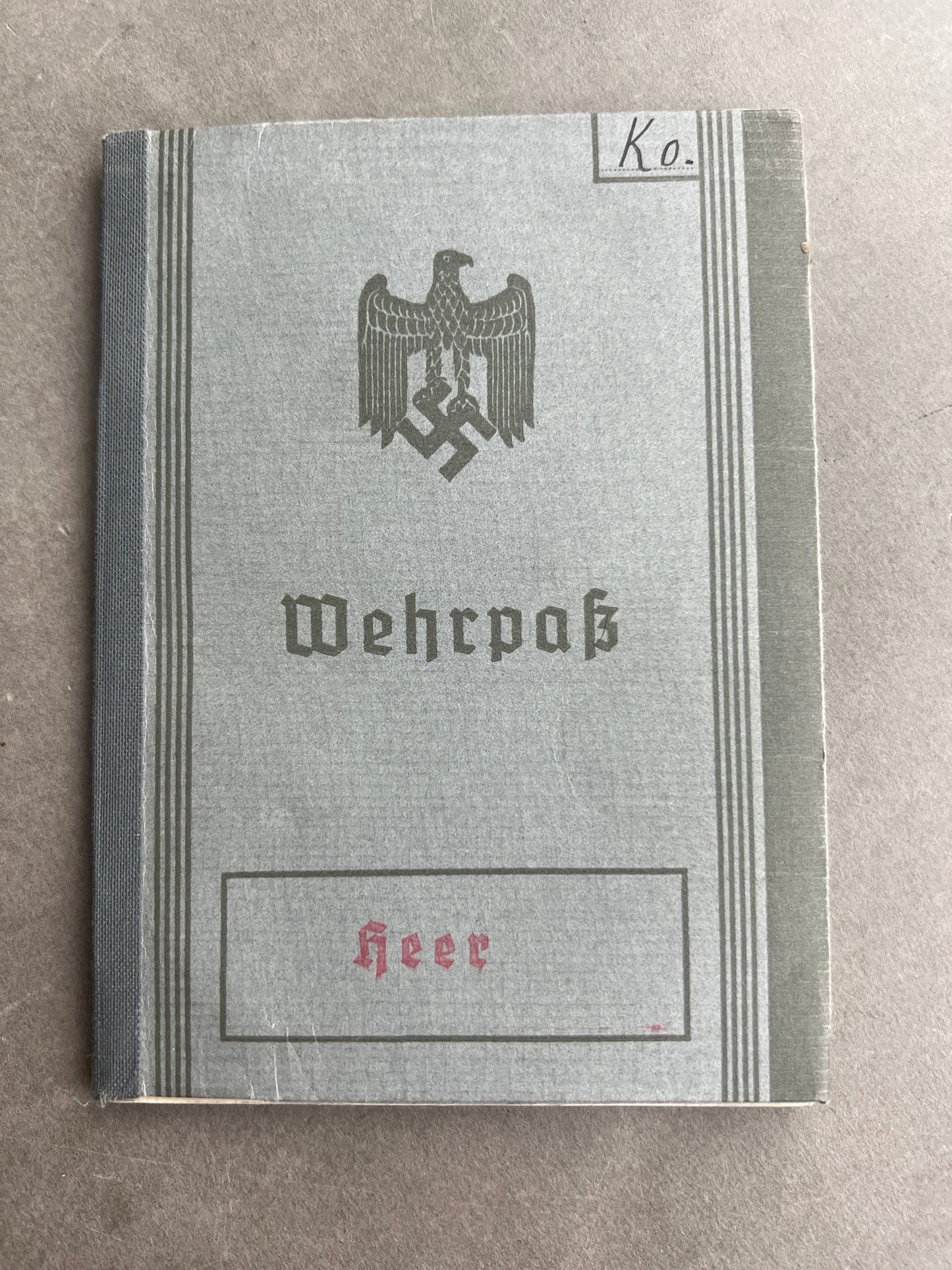 WW2 Tysk Wehrpass "Heer". Original.