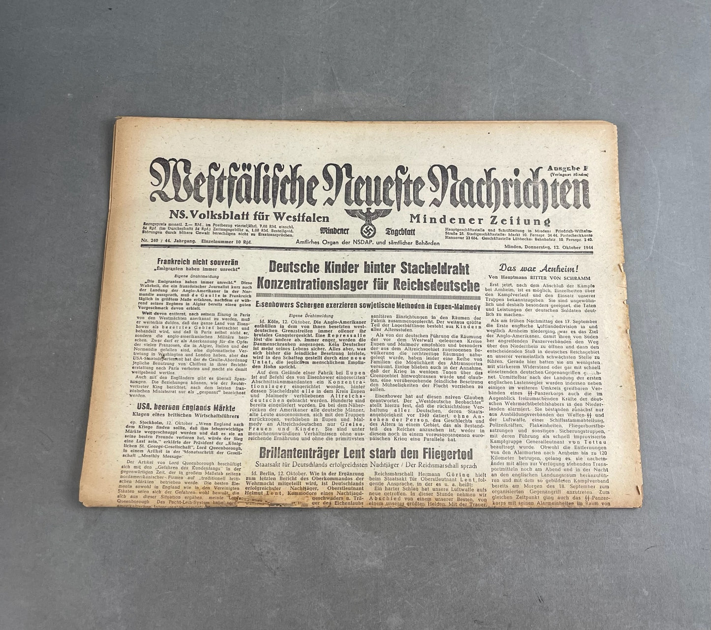 WW2 Tysk NSDAP Avis. Original.