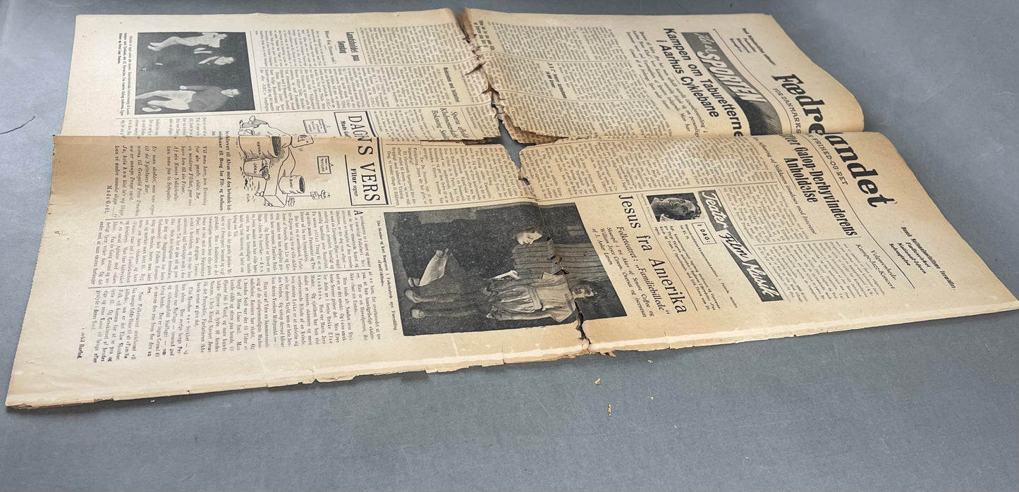 WW2 Dansk DNSAP "Fædrelandet" avis. Original.