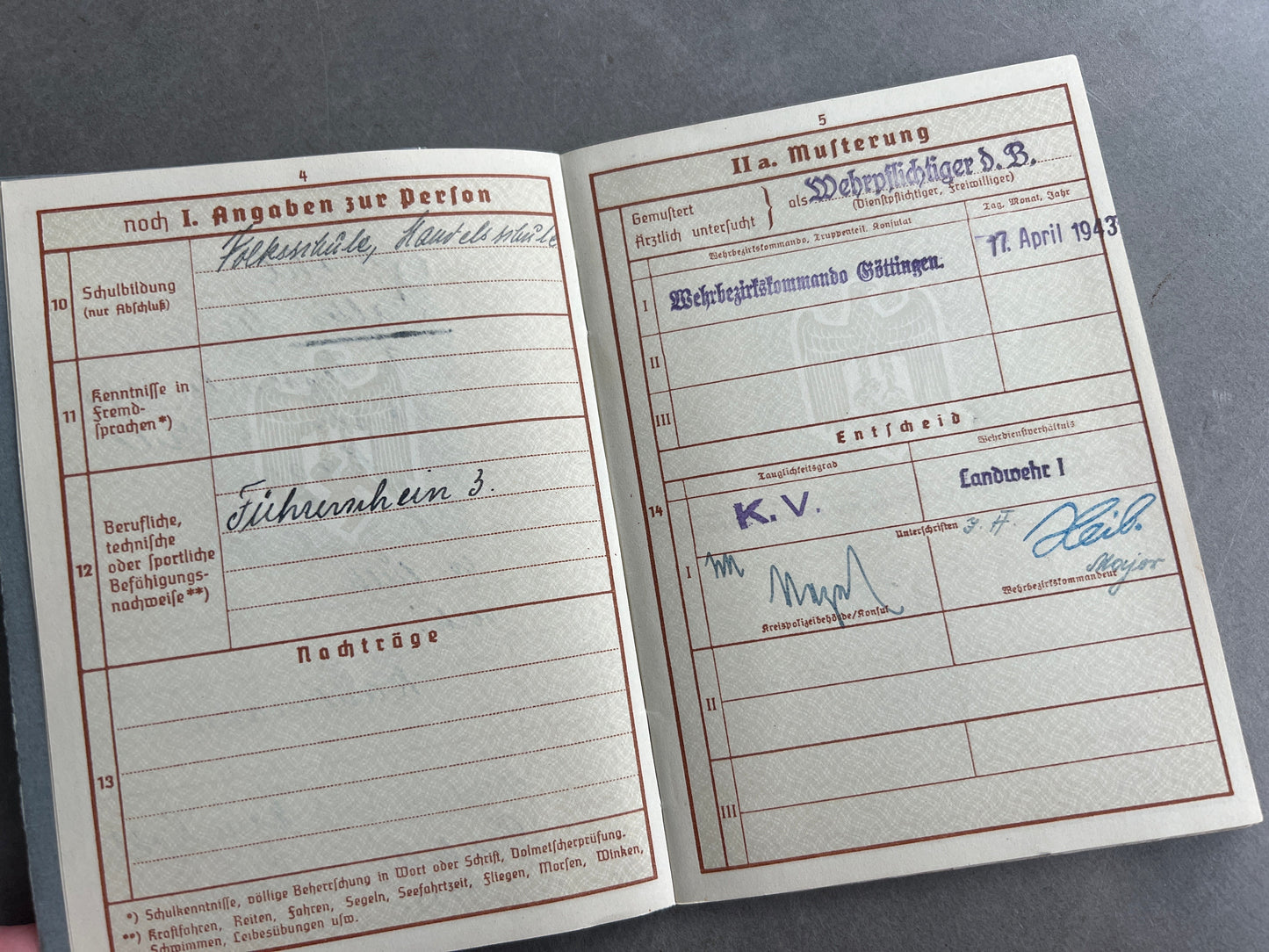 WW2 Tysk Wehrpass "Heer". Original.