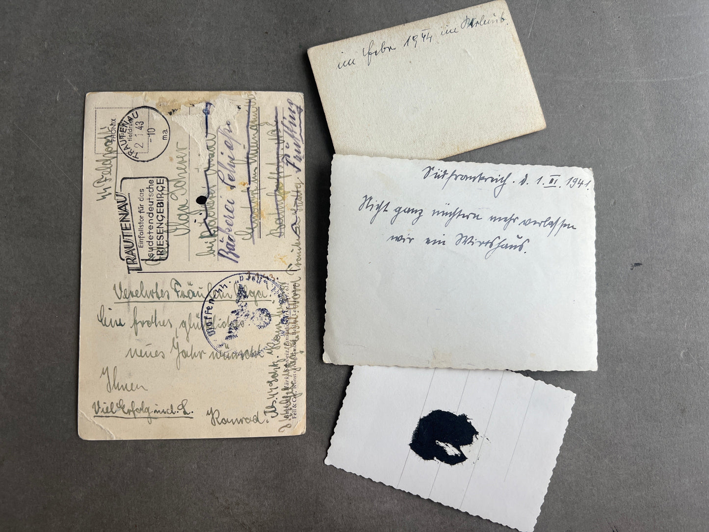 WW2 Tysk Waffen-SS Feldpost og 3 Waffen-SS Fotos. Original.