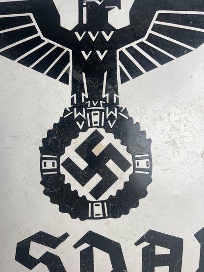 WW2 Tysk Stort NSDAP Emalje Skilt. Stemplet med fremstiller og 1934. Sjælden! Original.
