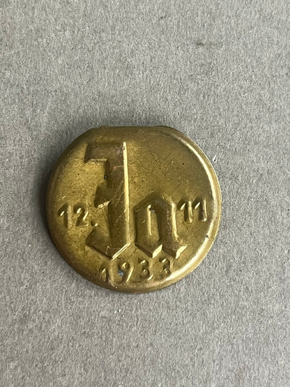 WW2 Tysk Tinnie "JA" fra valget 1933. Original.