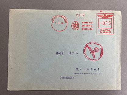 WW2 Tysk Kuvert sendt fra "Oberkommando der Wehrmacht" til Hotel Ero i Danmark. Original.