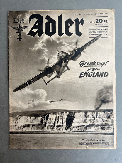 WW2 Tysk Luftwaffe "Der Adler" Blad. Original.