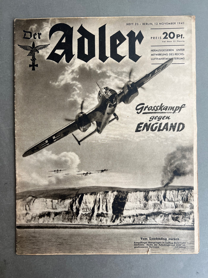 WW2 Tysk Luftwaffe "Der Adler" Blad. Original.