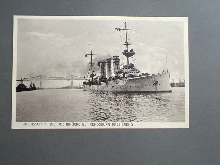WW1 Tysk Marine Postkort med Krigsskib. Original.
