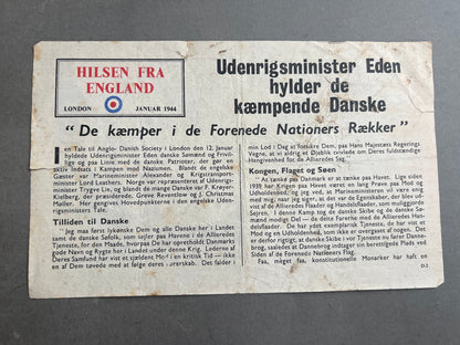 WW2 Dansk Flyverseddel. Original.