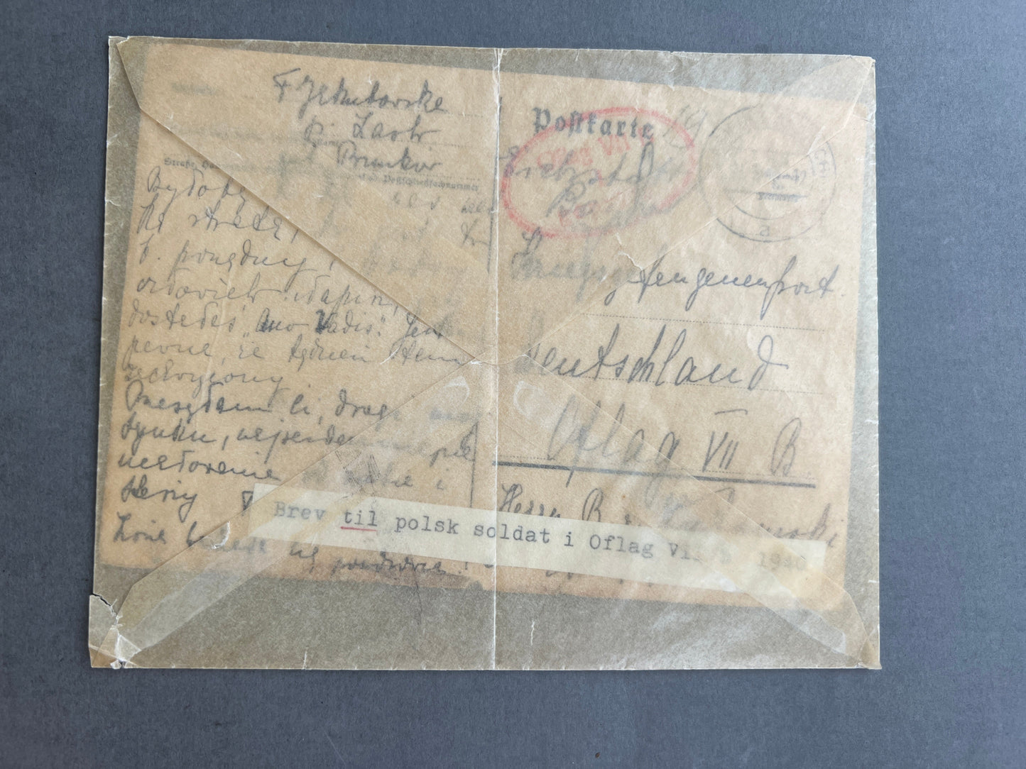 WW2 Tysk/Polsk Postkort. Sendt til polsk soldat i Oflag III (Krigsfange). Original.