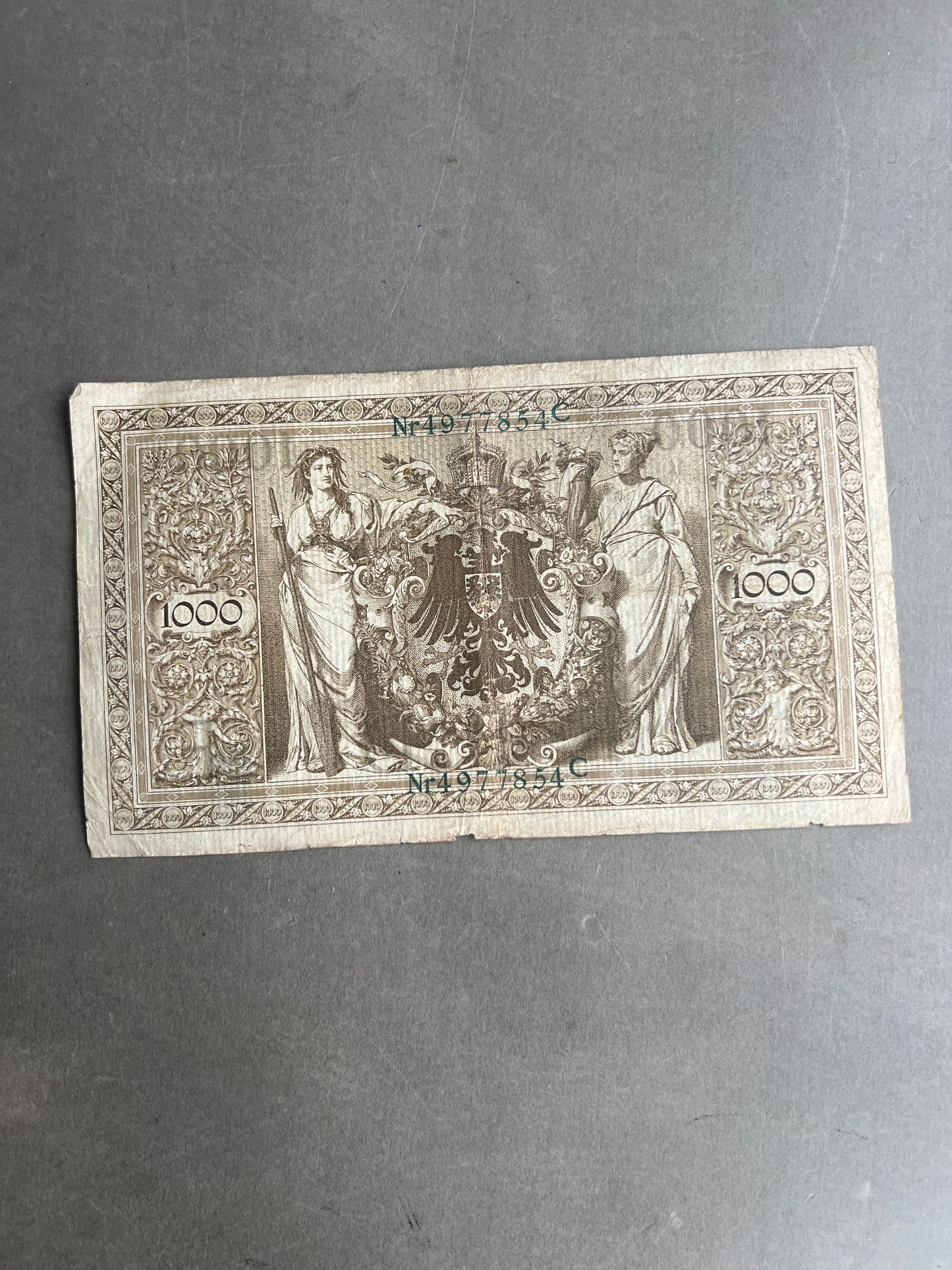 WW1 Tysk "Reichsbanknote" Pengeseddel. Original.