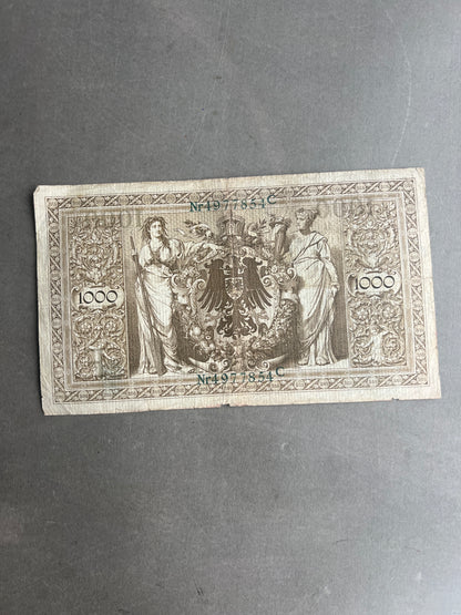 WW1 Tysk "Reichsbanknote" Pengeseddel. Original.