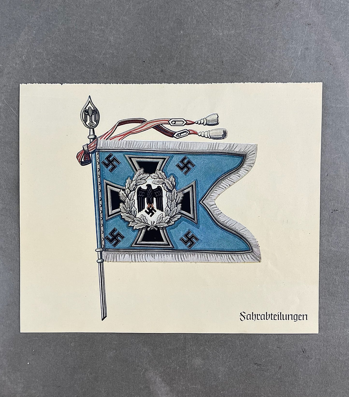 WW2 Tysk Fahrabteilungen "Standarten". Trykt på papir. 22x19cm. God til display. Original.
