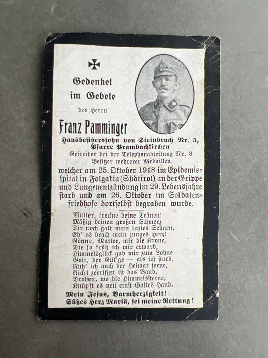 WW1 Tysk Dødemandskort. Original.