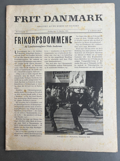 WW2 Dansk "Frit Danmark" fra 12. oktober 1945. Original.