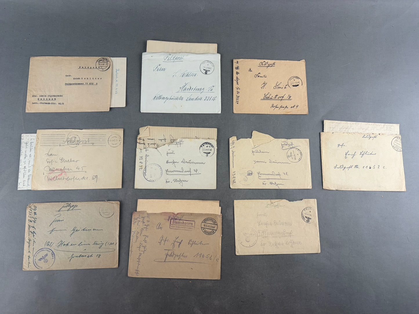 WW2 Tysk Feldpost Lot. 10 Stk. Original.