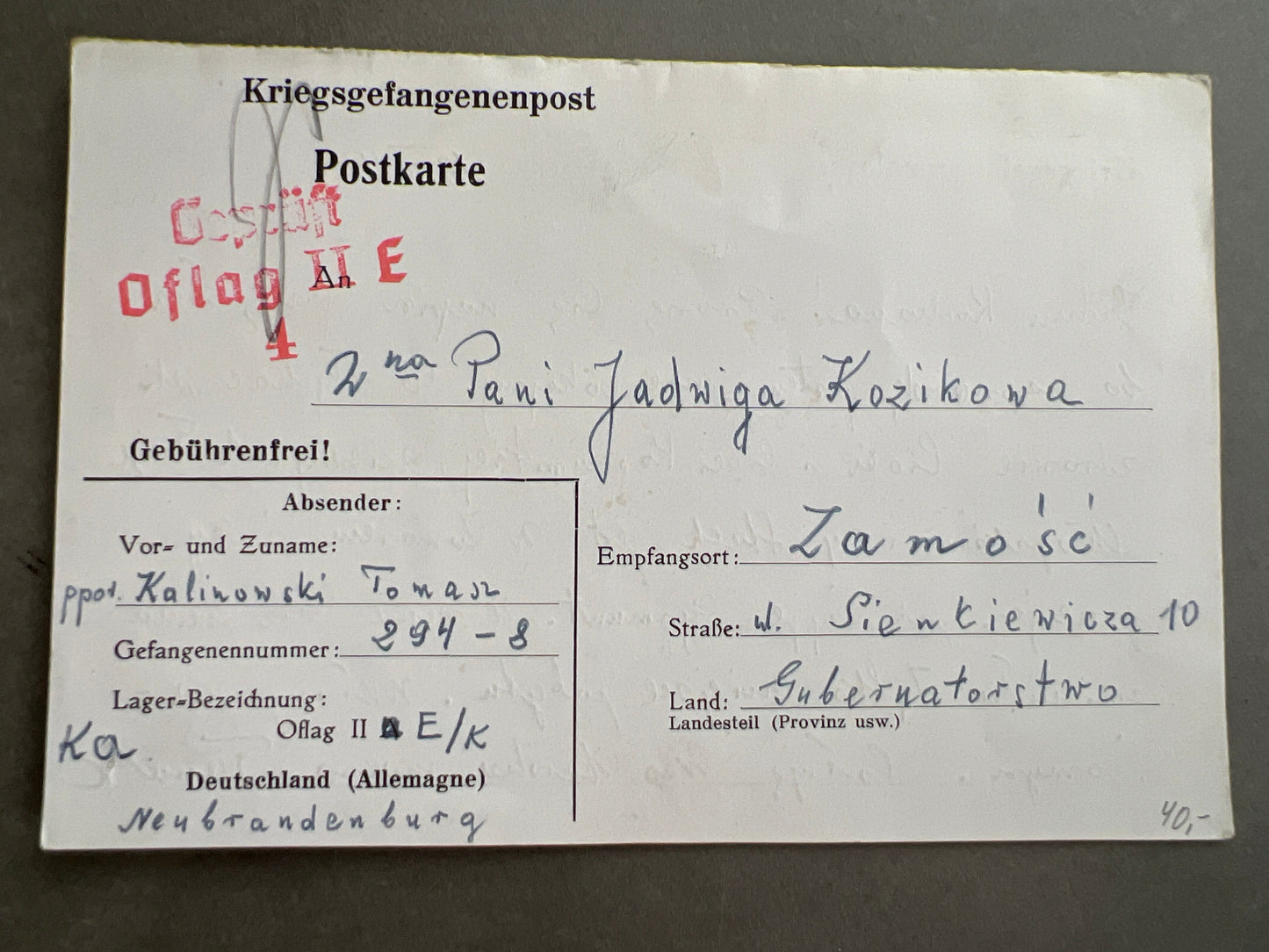WW2 Tysk Krigsfange postkort. Original.
