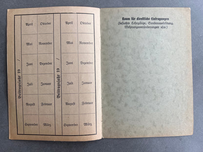 WW2 Tysk Reichsluftschutzbund Medlemsbog. Original.