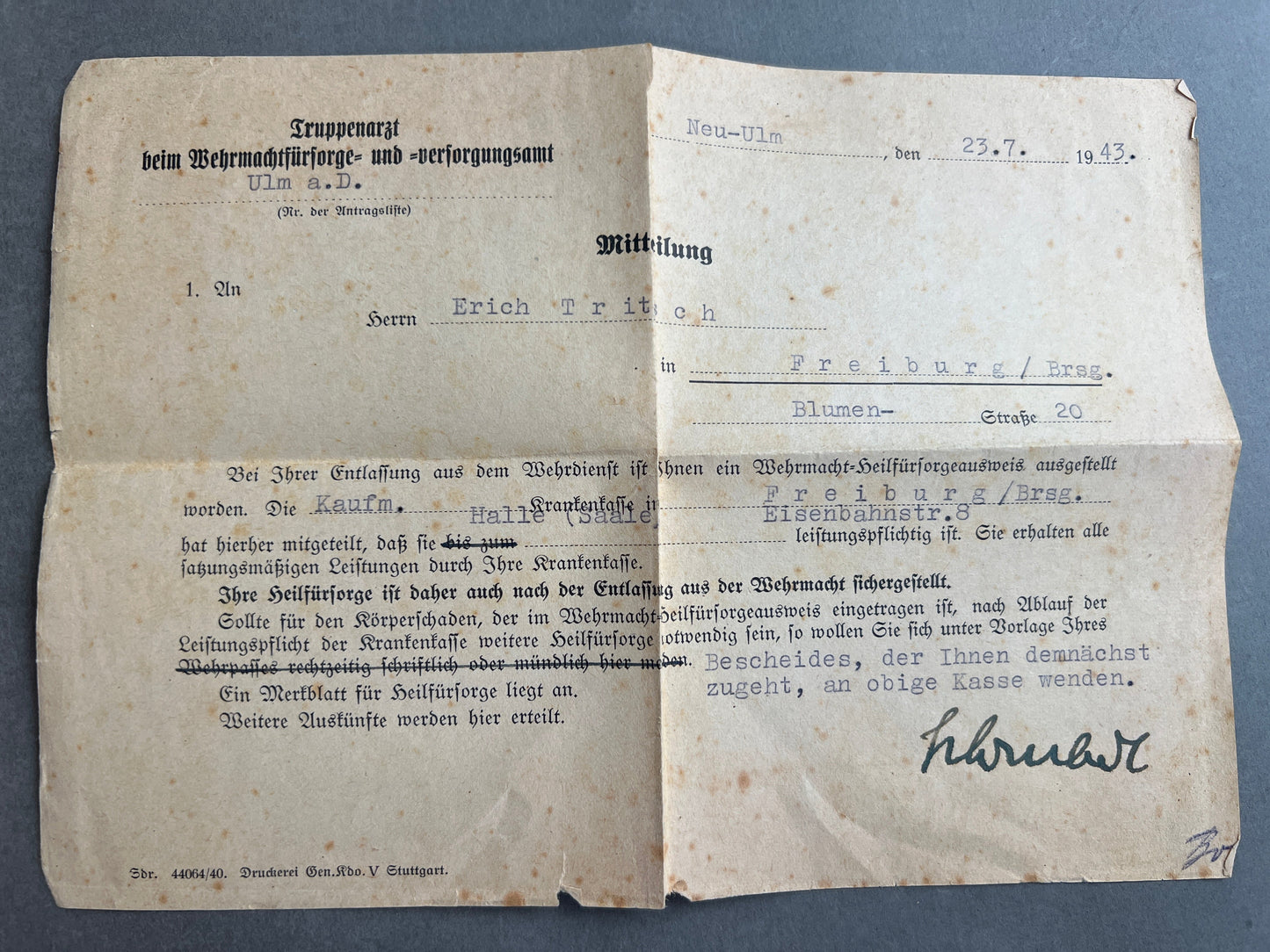WW2 Tysk Wehrpass Lot fra en Gefreiter. Original.