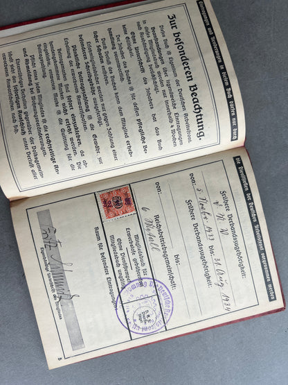 WW2 Tysk DAF Medlemsbog. Godt udfyldt. Original.