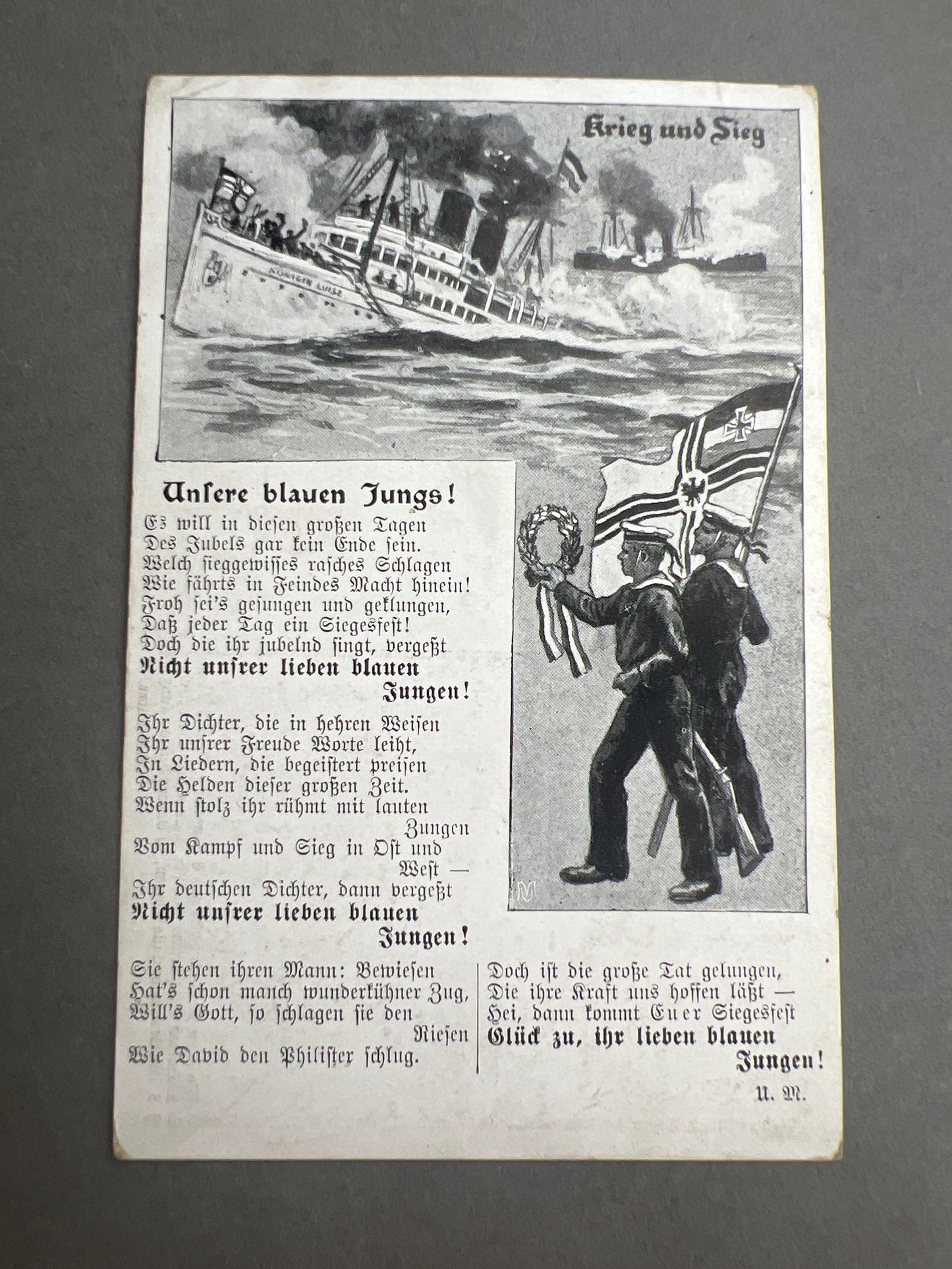 WW1 Tysk Marine Postkort. Original.