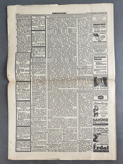 WW2 Tysk NSDAP Avis. Original.