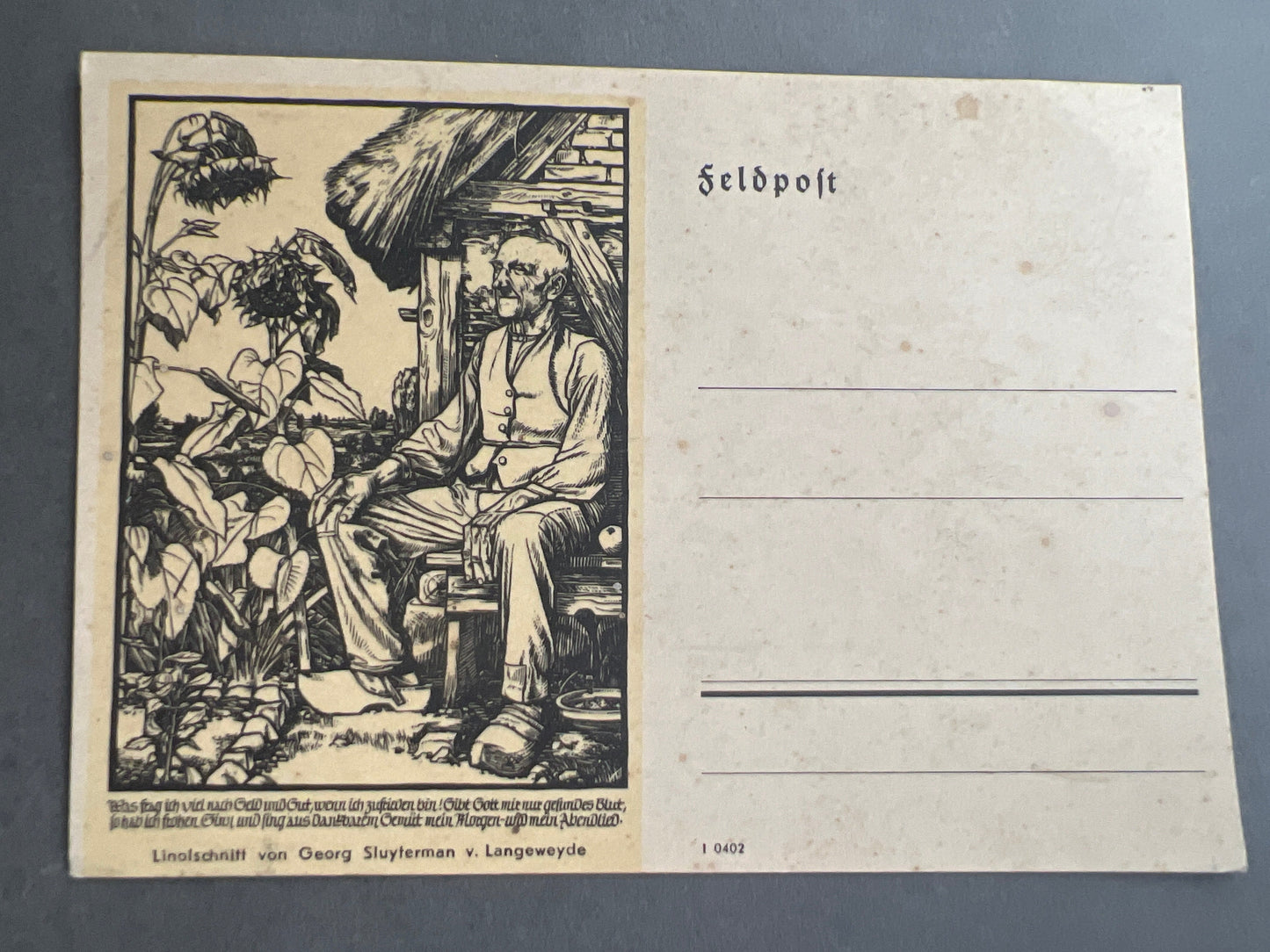 WW2 Tysk Feldpost. Ubrugt. Original.