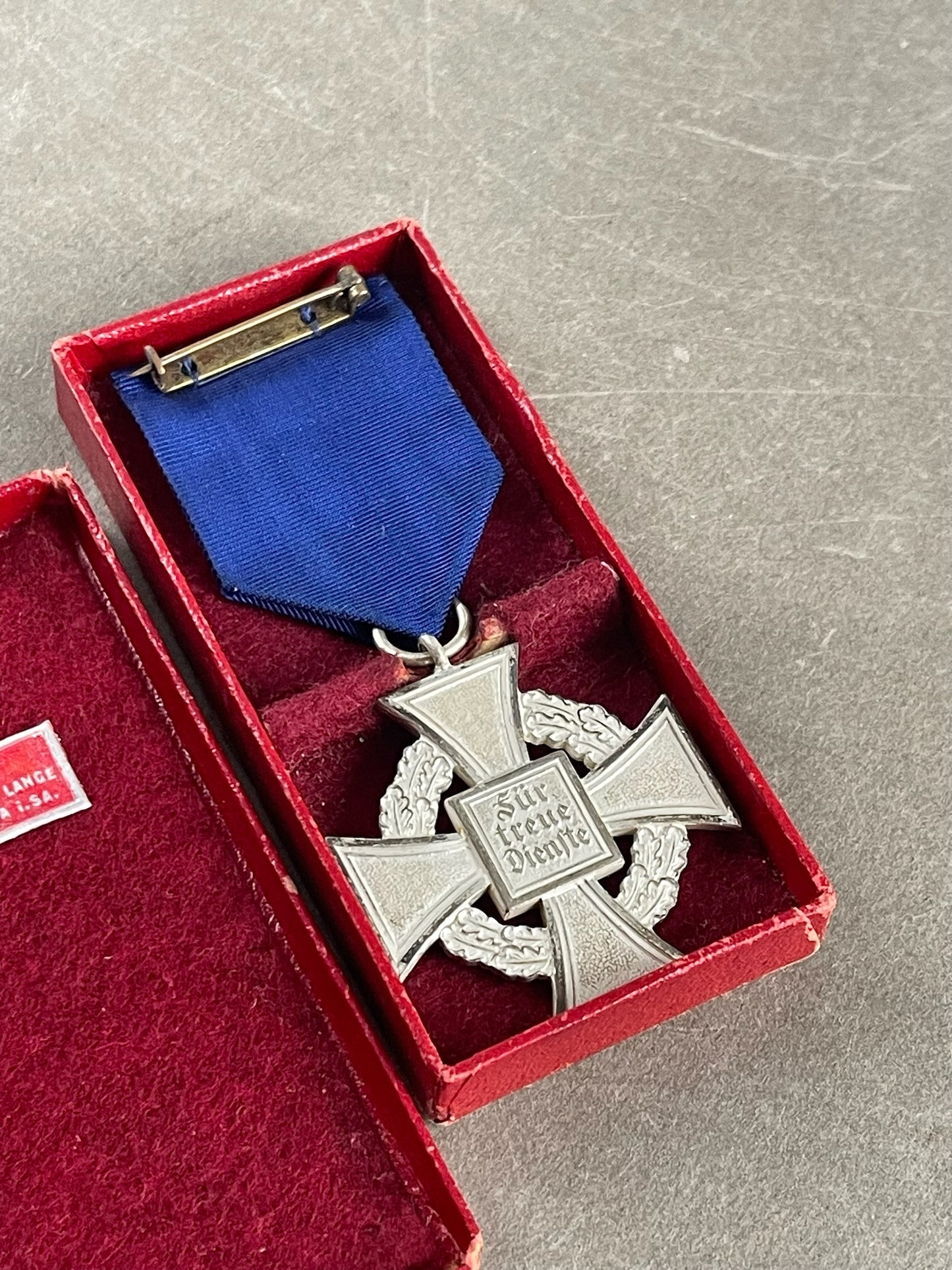 WW2 Tysk Treudienst 25 års tjeneste i æske. Original.