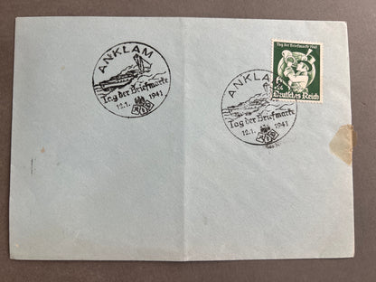 WW2 Tysk Kuvert fra "Tag der Briefmarke 1941". Original.
