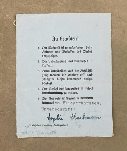 WW2 Tysk Interessant Lot fra samme person. Arbejdede for USA på en Fliegerhorst i 1945. Original.