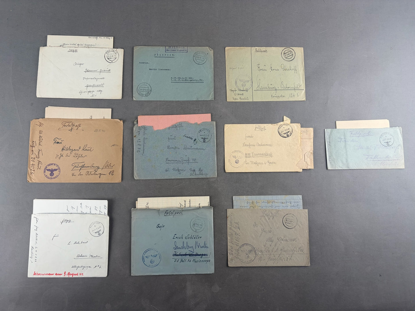 WW2 Tysk Feldpost Lot. 10 Stk. Original.
