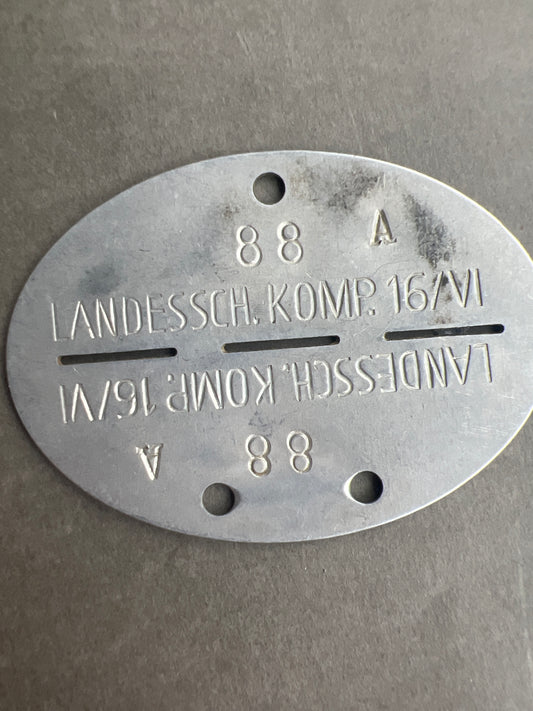 WW2 Tysk Hundetegn. "Landesschützen-Kompanie". Original.