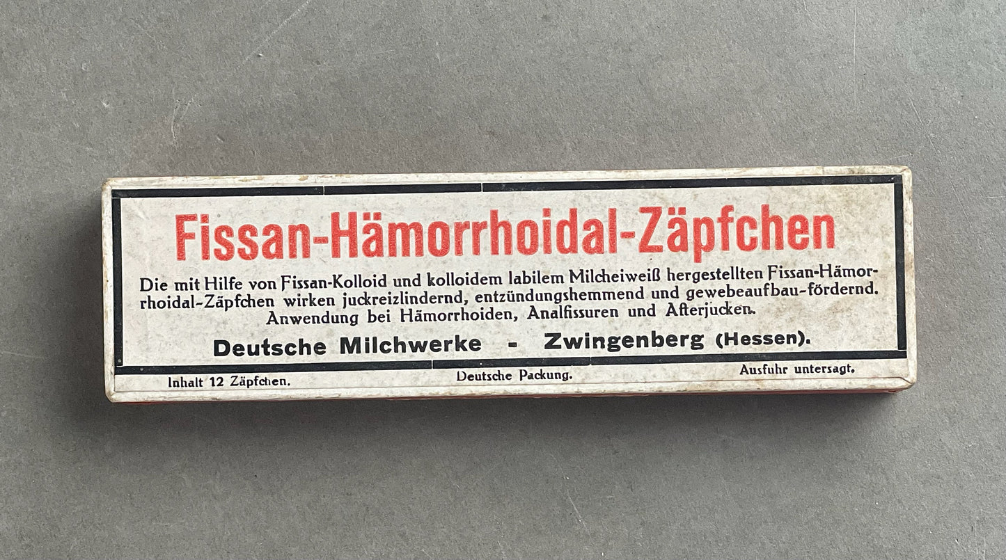 WW2 Tysk Heer Udleveret Hæmoride medicin. 12 stikpiller. Original.